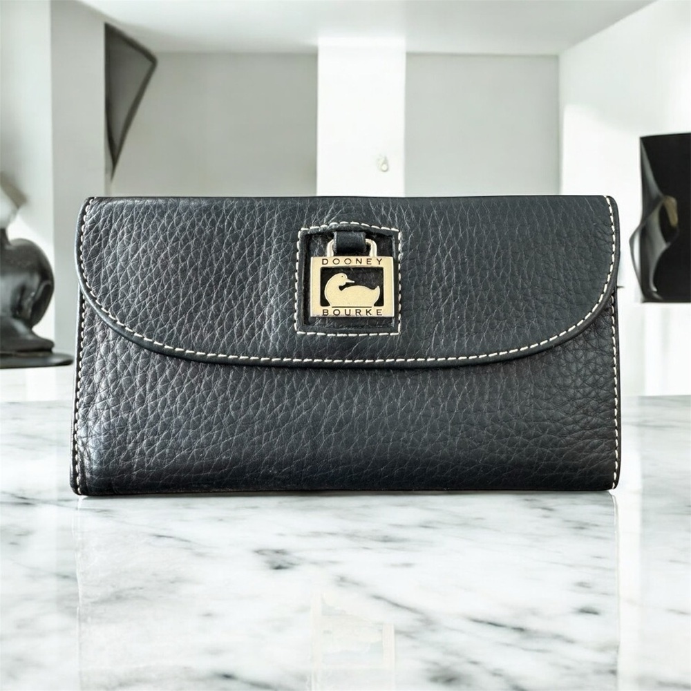Dooney & Bourke Black Pebbled Leather Clutch